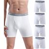 wirarpa Boxer Uomo Cotone Elasticizzato Mutande Uomo Intimo Maschile con Vola Aperta Pacco da 4 Bianco Taglia S