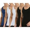 Falechay Canottiera Uomo Pacco da 5 100% Cotone Elasticizzato Fitness Canottiera Sportiva Nero Bianco Blu S