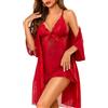 RSLOVE Intimo Donna Sexy Lingerie Babydoll in Pizzo Accappatoio Completo Intimi Set Pigiama Vestaglia