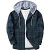 SwissWell Flanella Camicia Uomo Manica Lunga Giacca a Quadri Camicia da Boscaiolo Cotone Casual Button Down Jacket petto Vestibilità Regular Fit (1478-Verde&Marine 2XL)
