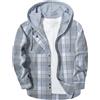 SwissWell Camicie Flanella da Uomo Manica Lunga Camicie a Quadri con Cappuccio Casual Giacca Camicia da Boscaiolo Lavoro,D133 Grigio Chiaro,L