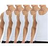 Falechay Canottiera Uomo Pacco da 5 100% Cotone Elasticizzato Fitness Canottiera Sportiva Bianco 4XL