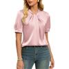 GRACE KARIN Camicetta da Donna in Raso Manica Corta Estate Elegante Top in Seta Camicia Elegante Casual per Ufficio Lavoro per Signore IT, rosa chiaro, S
