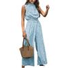 CUPSHE Maxi tuta estiva floreale da donna con tasca collo finto elastico in vita gamba larga business matrimonio casual vacanze elegante, Small