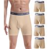 wirarpa Boxer Uomo Cotone Elasticizzato Mutande Uomo Intimo Maschile Senza Etichetta con Vola Aperta Pacco da 4 Beige Taglia M