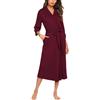 UNibelle Vestaglia Lunga da Donna Manica a 3/4 Kimono Donna con Cintura Scollo a V Accappatoio con 2 Tasche Rosso S