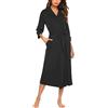 UNibelle Vestaglia Lunga da Donna Manica a 3/4 Kimono Donna con Cintura Scollo a V Accappatoio con 2 Tasche Nero XL