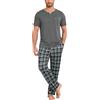 Bresdk Set Pigiama Uomo Cotone Manica Corta Scollo a V Pantaloni Lunghi
