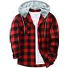 SwissWell Flanella Camicia Uomo Manica Lunga Giacca a Quadri Camicia da Boscaiolo Cotone Casual Button Down Jacket Petto vestibilità Regular Fit (1478-Rosso 2XL)
