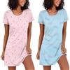 Ekouaer Camicia da Notte Donna Estiva Vestiti Donna Estivi Corta Camicia Notte Maniche Corte Nightdress Girocollo 2pcs, Cuore+Farfalla, L