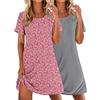 Ekouaer Estiva Camicia da Notte Donna Cotone Sexy 2 pacchi Camicie da Notte Manica Corta Nightdress Comodo 2pcs, Grigio+Cuore, XL