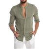 Evoga Camicia Uomo di Lino Manica Lunga Slim Fit Casual Estiva Coreana (XXL, Verde)