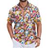 COOFANDY Camicie Hawaiane Uomo 100% Cotone, Camicie Estate Maniche Corte Bottonate, Tops Tropicali Spiaggia Taglio Regular