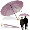 LOGAN & BARNES Ombrello da passeggio antivento Ø120cm con manico in legno pregiato e punta in gomma silenziosa - Ombrello XXL Grande con 16 stecche - Modello EDINBURGH, Colore: rosa., Groß