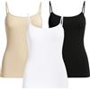 UnsichtBra Pacco da 3 Canottiera Donna in Microfibra con Spaghi Elasticizzati | Canotta Comfort Donna Bianco Nero Beige (Nero, Bianco, Beige, S-M)