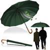 LOGAN & BARNES Ombrello da pioggia antivento Ø120 cm con manico in vero legno di alta qualità e puntale in gomma silenzioso - Ombrello XXL grande con 16 stecche - Modello EDINBURGH (Verde scuro)