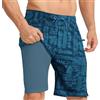 APTRO Pantaloncini da bagno da uomo con fodera a compressione, 2 in 1, ad asciugatura rapida, da spiaggia, estate, 22,9 cm, con tasche con cerniera, Retro Blue Mk039, 3XL
