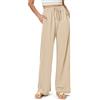 Glacspyg Ladies Pants Flowy Wide Leg Casual Beach High Waisted Drawstring Palazzo Pants con Tasche Kaki M