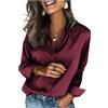 Zeagoo Camicia da Donna Elegante di Seta in Raso Camicetta per Lavoro Casual
