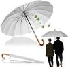LOGAN & BARNES Ombrello da pioggia antivento Ø120 cm con manico in vero legno di alta qualità e puntale in gomma silenzioso - Ombrello XXL grande con 16 stecche - Modello EDINBURGH (Bianco)