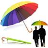 LOGAN & BARNES Ombrello da pioggia antivento Ø120 cm con impugnatura in vero legno di alta qualità e puntale in gomma silenzioso - Ombrello XXL grande con 16 stecche - Modello EDINBURGH (Arcobaleno)