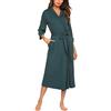 UNibelle Vestaglia Lunga da Donna Manica a 3/4 Kimono Donna con Cintura Scollo a V Accappatoio con 2 Tasche Verde Scuro M