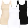 UnsichtBra Pacco da 3 Canottiera Donna in Microfibra con Spalline Larghe | Canotta Comfort Donna Bianco Nero Beige