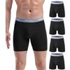 wirarpa Boxer Uomo Cotone Elasticizzato Mutande Uomo Intimo Maschile con Vola Aperta Pacco da 4 Nero Dimensione S