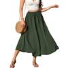 Zeagoo Gonne Donna Lunga Vita Alta Maxi Gonna Elegante A-Line Tulle con Coulisse Casual Midi Gonna Spiaggia Vacanze Verde