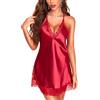 RSLOVE Camicia da Notte da Donna, Sexy, in Raso, Colore: Rosso, XL