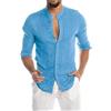 Evoga Camicia Uomo di Lino Manica Lunga Slim Fit Casual Estiva Coreana Traspirante Leggera