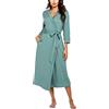 UNibelle Vestaglia Lunga da Donna Manica a 3/4 Kimono Donna con Cintura Scollo a V Accappatoio con 2 Tasche Verde Chiaro S