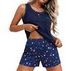 Jahetuul Pigiama Donna Estivo Corto Cotone Leggero Completo Pigiami Due Pezzi Manica Corta Scollo a V e Pantaloncini a Quadri con Tasche Comodo Casuale da Casa