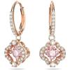 Swarovski Orecchini quadrifoglio danzante scintillante Swarovski placcati in oro rosa con
