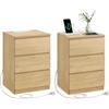 VASAGLE KAILYN Collezione - Comodino con Stazione di Ricarica, Set di 2, con 3 Cassetti, 2 Prese AC 2 Porte USB, per Soggiorno, Camera da Letto, Studio, Giallo Paglierino LET831Y70
