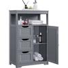 Yaheetech Mobile da Bagno Armadietto da Terra Mobiletto con Cassetto e Ripiano Regolabile Bianco Credenza Multiuso con Doppia Ante Mobiletto da Soggiorno Grigio Scuro