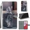 KENHONER Custodia per Samsung Galaxy A14 5G/4G, gatto e tigre | Portafoglio Pelle PU, Magnetica, Resistente Agli Urti, Scomparto Carte Credito, Pieghevole, Flip Libro, Motivo