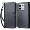 KENHONER Custodia per Xiaomi Redmi Note 13 Pro 5G Cover, Nero | Portafoglio in Pelle PU Retro, Antiurto Flip, Slot per Schede, Funzione Stand, Chiusura Magnetica