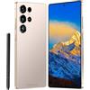 Maustron Smartphone J25 Ultra con display da 7,3 pollici, 8 GB di RAM, 256 GB di memoria, memoria espandibile, doppio SIM, 5G, Android 14, doppia fotocamera, riconoscimento facciale, colore oro