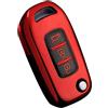 KUNIO Custodia pieghevole per chiavi dell'auto, adatta per Renault Sandero Stepway Logan Clio Arkana Captur Kadjar TPU per chiavi auto, custodia per chiavi, 3 tasti, rosso