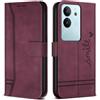 Bravoday Cover per Vivo V29 5G / S17 PRO 5G, Flip Custodia in Pelle PU con Slot per Schede, Portafoglio Custodia per Vivo V29 5G / S17 PRO 5G, Vino Rosso