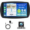 Surakey 4G+64G Android 14 Autoradio per Mercedes Benz Smart Forfour Fortwo 453 2014-2022 con Senza Fili CarPlay Android Auto 9 Pollice Radio con GPS WiFi Bluetooth FM RDS SWC Telecamera per Retromarcia+Microf