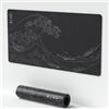 SUEHIODHY Grande tappetino per mouse motivo anime giapponese con onde marine Kanagawa, tappetino da scrivania nero, per tastiera e mouse antiscivolo, tappetino per scrivania da ufficio da 60 x 30 cm, tappetino