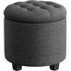 SONGMICS Pouf Contenitore Rotondo, Cassapanca, 45 x 45 x 44,5 cm, Poggiapiedi con Gambe, Tessuto Effetto Lino, Portata Fino a 150 kg, per Soggiorno, Camera da Letto, Grigio Scuro LOM011G01V1