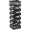 TAISSU - Portaombrelli Mod. NIVO - Colore Nero Opaco - Con Ganci per Ombrelli Pieghevoli e Vassoio Raccolta Gocce - 15,5 x 15,5 x 49 cm - Acciaio - Portaombrelli per Ingresso