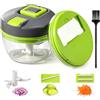Diboniur Tritatutto Manuale 520 ml, 3 in 1 Multifunzione Trita Verdure Taglia Cipolla, Frullo il tuo Tritatutto Manuale, Mini Tritatutto per Cipolla, Aglio, Ketchup (Verde)