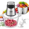 YASHE Tritatutto Elettrico 2L+2L, Robot da Cucina con Contenitori in Vetro e Acciaio Inox, Tritacarne 500W con 2 Velocità e 2 Set di Lame