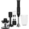 Haier Frullatore a immersione I-Master Serie 5, 4 in 1 con Becher, frusta, schiacciapatate, tritatutto, lame doppia potenza, velocità variabile, 1000 W [Nero]