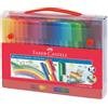 Faber-Castell - Set di pennarelli Connector in valigetta, 72 pezzi | 60 pennarelli e 12 clip, pennarelli lavabili da unire tra loro per una creatività senza limiti