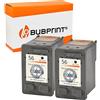 Bubprint 2 Bubprint Cartucce d'inchiostro compatibili per HP 56 per DeskJet 5150 5550 5600 5650 5652 OfficeJet 5510 5605Z 5610 5615 PhotoSmart 7760 PSC 1110 1210 1215 1315 1315S 1350 Nero